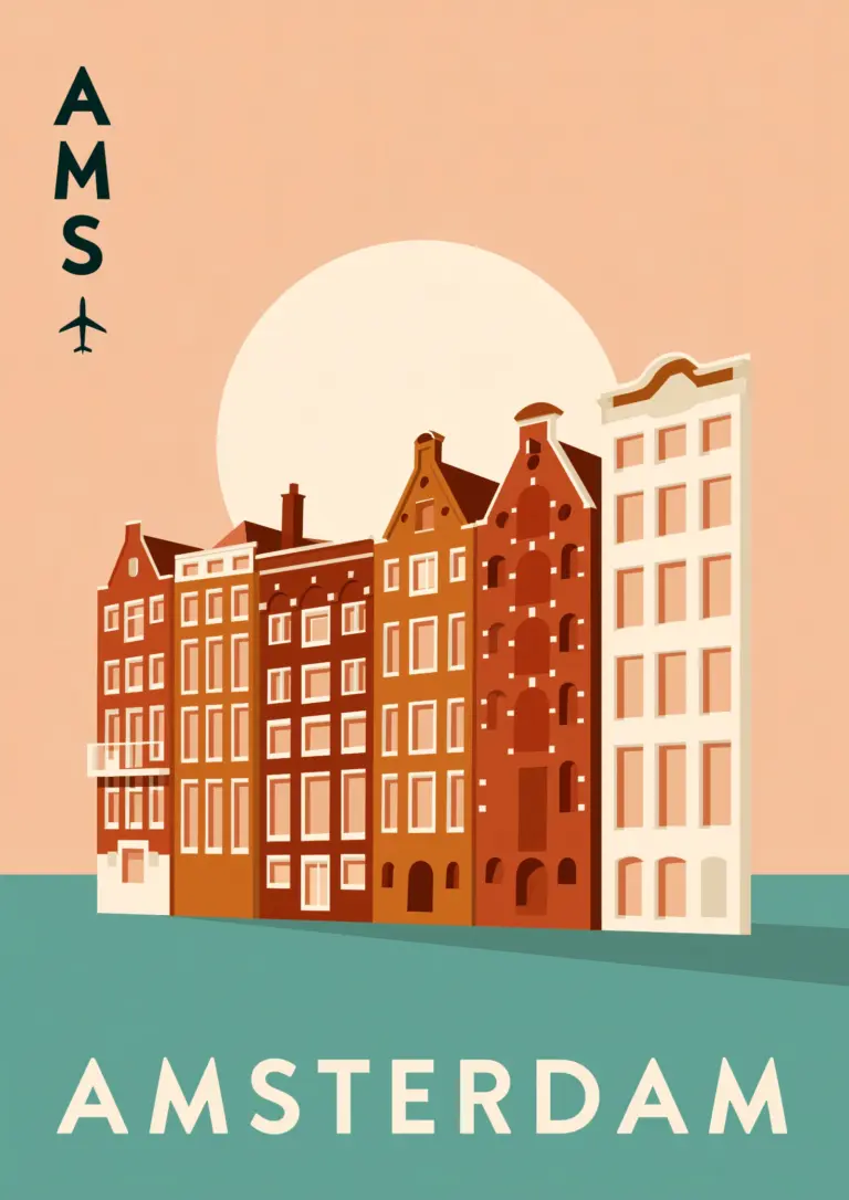 Plakat podróżniczy Amsterdam AMS