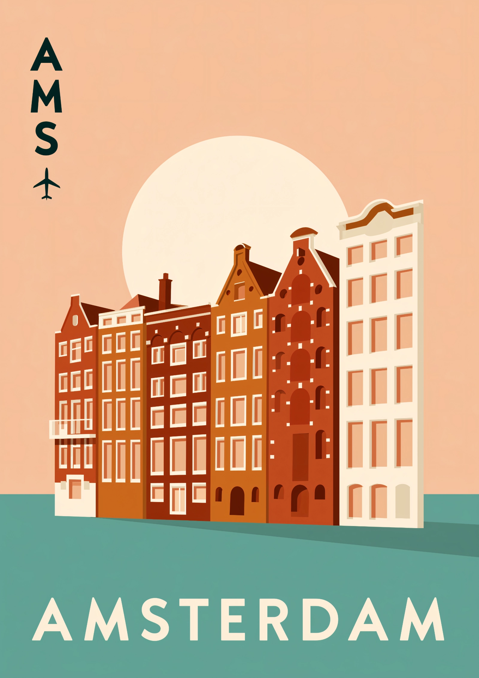 Plakat podróżniczy Amsterdam AMS