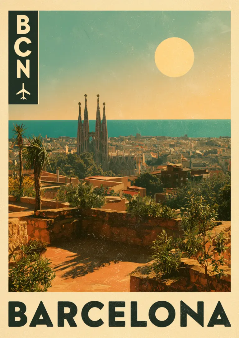 Plakat podróżniczy Barcelona BCN