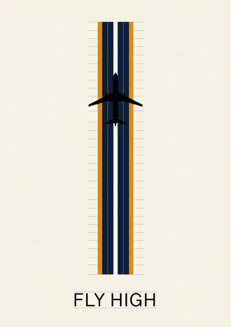 Techniczny plakat lotniczy Fly High - wzór