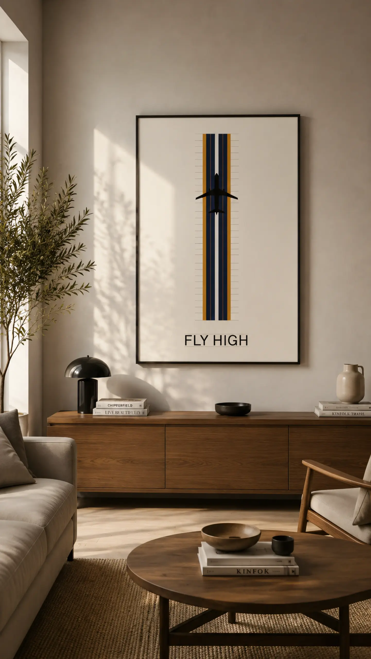 Plakat lotniczy Fly High z motywem wysokościomierza na ścianie