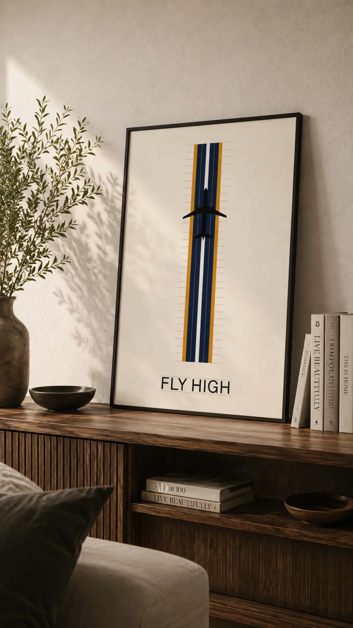 Plakat lotniczy Fly High z wysokościomierzem na półce