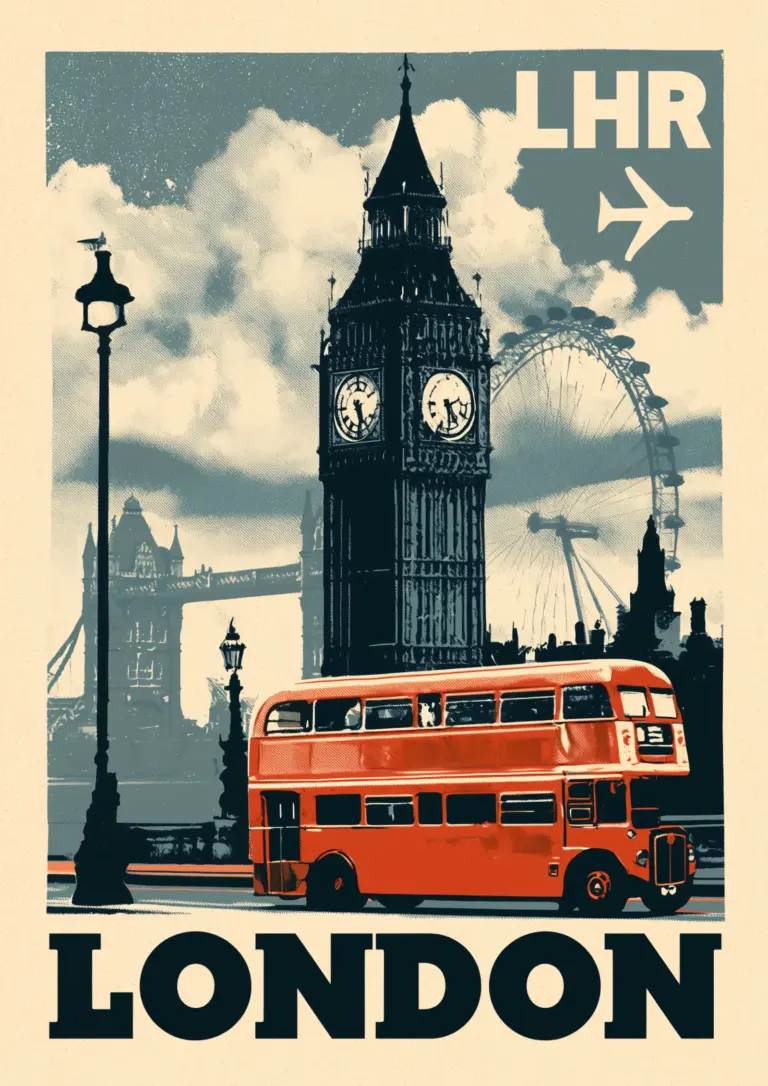 Plakat podróżniczy London LHR